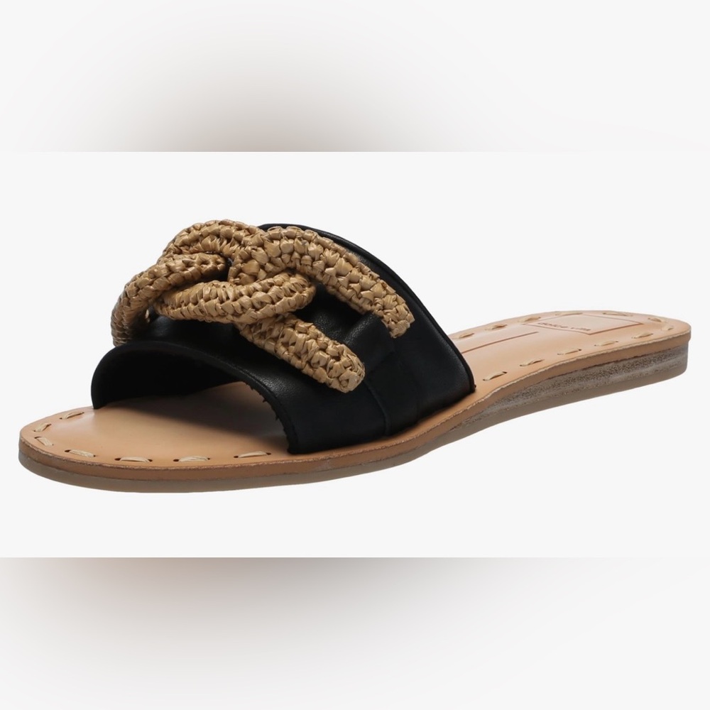 Dolce Vita Desa Black and Tan Women's Slide Sandals size 6-NWT-$83